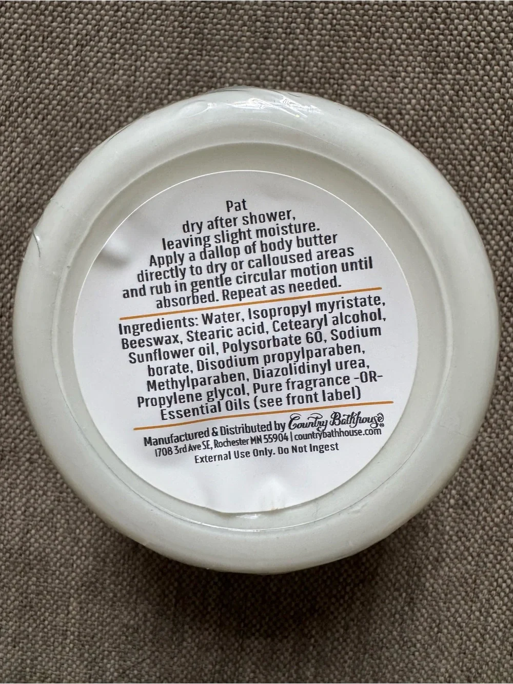 New Country Bathhouse Your Own Beeswax Apple Blossom Healing Body Butter Lotion